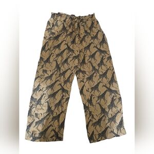 Jane and Delancey Tan and Black Giraffe Print Cropped Pants